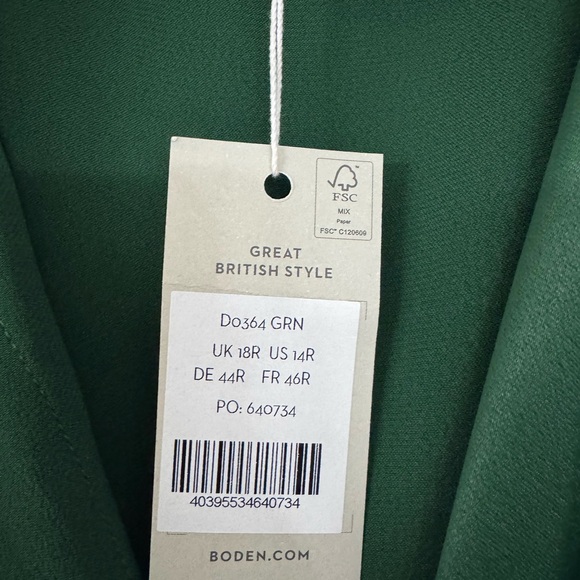 NWT Boden Emerald Satin Midi Dress - Picture 3 of 4